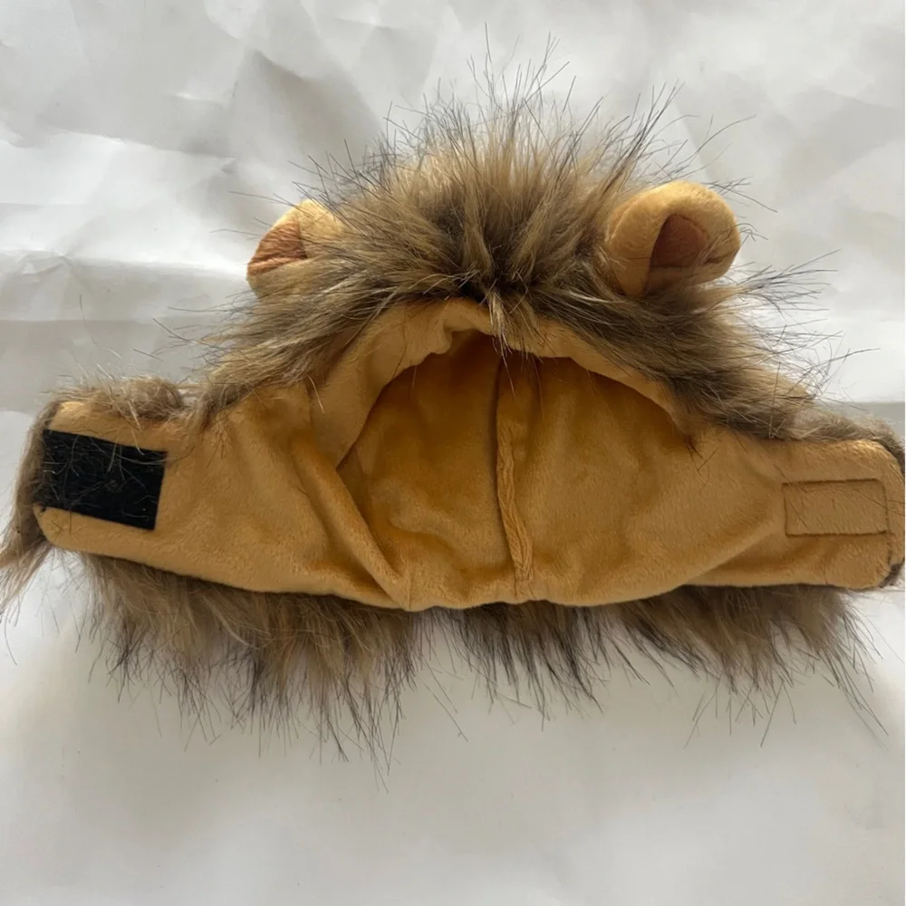 Cat Lion Mane Wig Costume – Adjustable Furry Headpiece with Ears for Pets